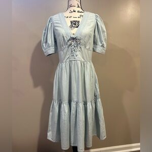 Lauren Ralph Lauren Cotton Puff-Sleeve Chambray Dress